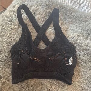 Free People Black Lace Sports Bra